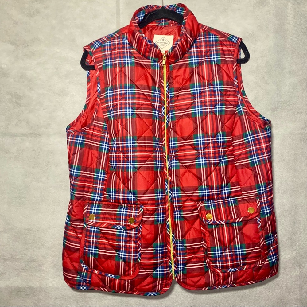 Red Plaid Puffer Vest
